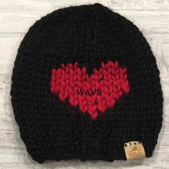 hand knit beanies with big heartβ₯οΈ & faux fur poms - Picture 3 of 7